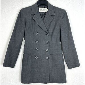 Hugo Buscati Vintage Wool Double Breasted Blazer Jacket Womens Size 2 Grey